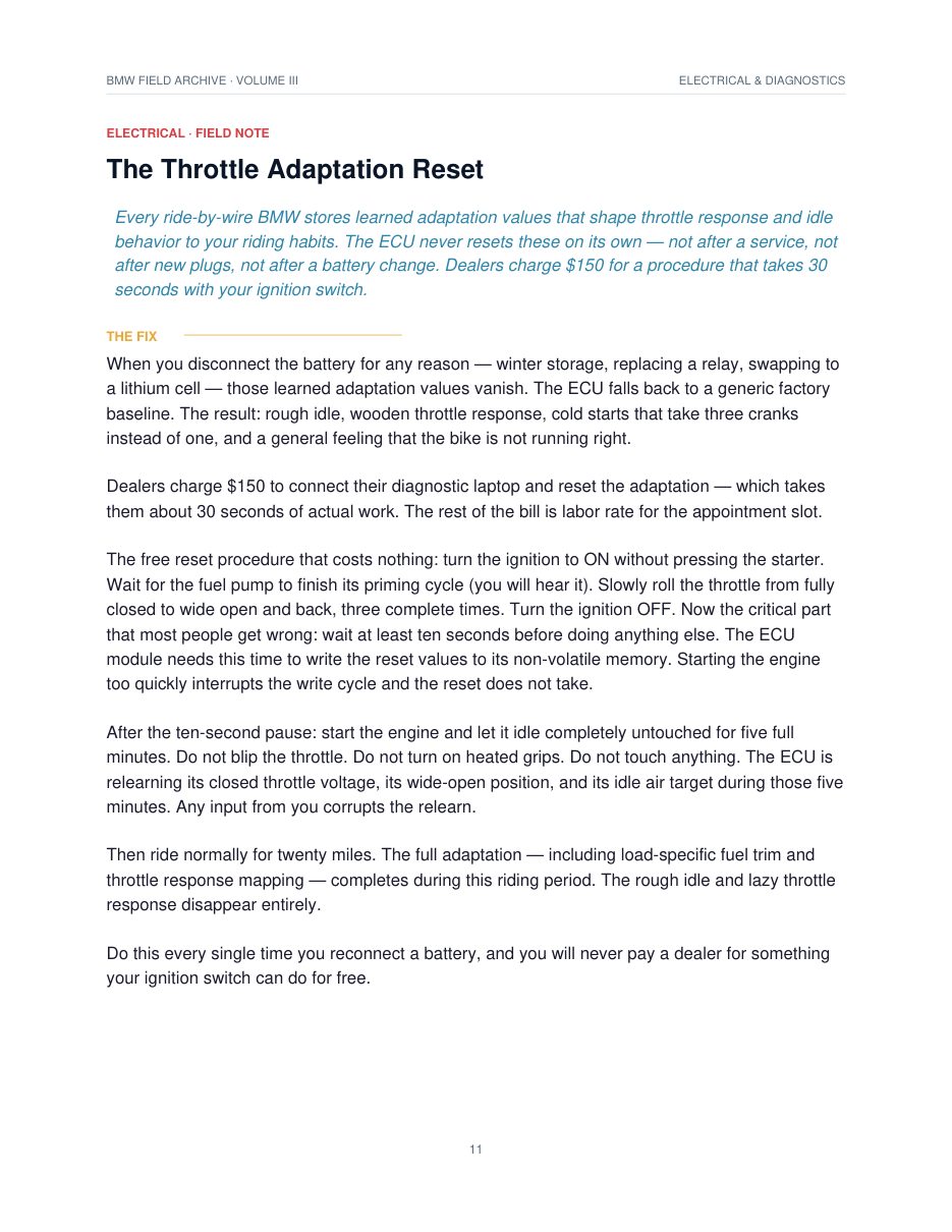 The Throttle Adaptation Reset