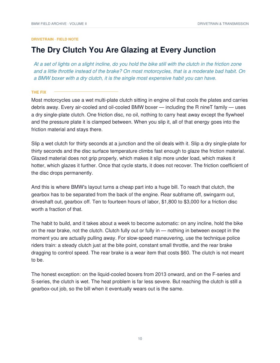 The Dry Clutch You Are Glazing at Every Junction